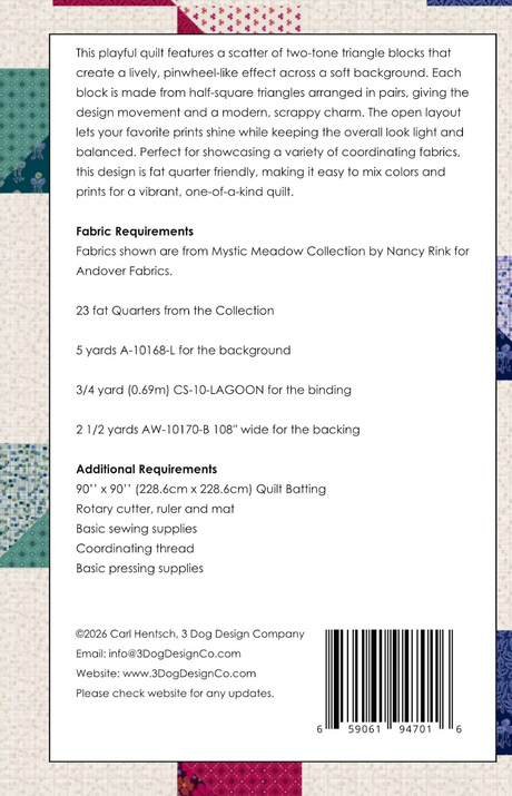Back of the Butterflies in the Garden Downloadable Pattern by 3 Dog Design Co Quilt Patterns