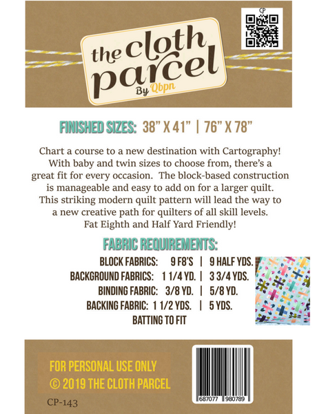 Back of the Cartogrophy Quilt Pattern by Cloth Parcel