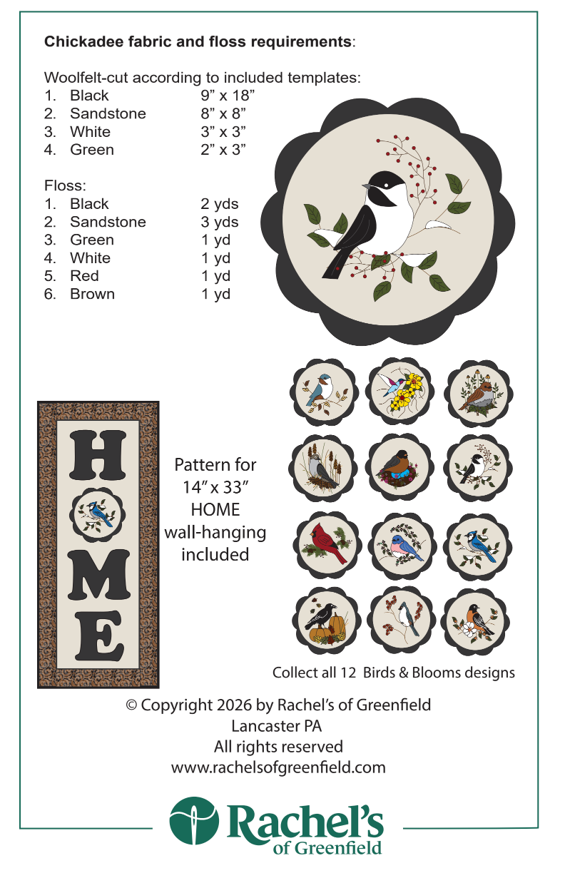 Back of the Chickadee Mat Downloadable Pattern by Rachels of Greenfield