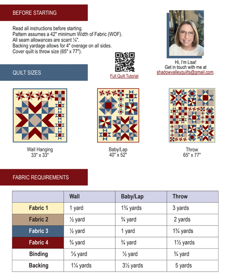 Back of the Cottage Sampler Downloadable Pattern by Shadow Valley Quilts 