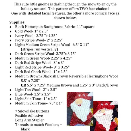 Back of the Dashing Through The Snow Woll Applique Pattern by Traditional Primitives