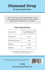 Back of the Diamond Drop Downloadable Pattern by Cuddle Cat Quiltworks