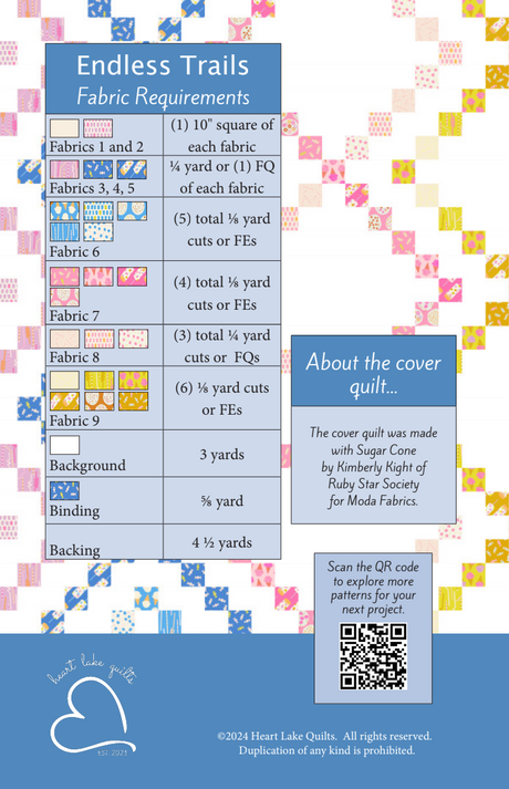 Back of the Endless Trails Downloadable Pattern by Heart Lake Quilts