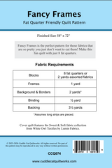 Back of the Fancy Frames Downloadable Pattern by Cuddle Cat Quiltworks