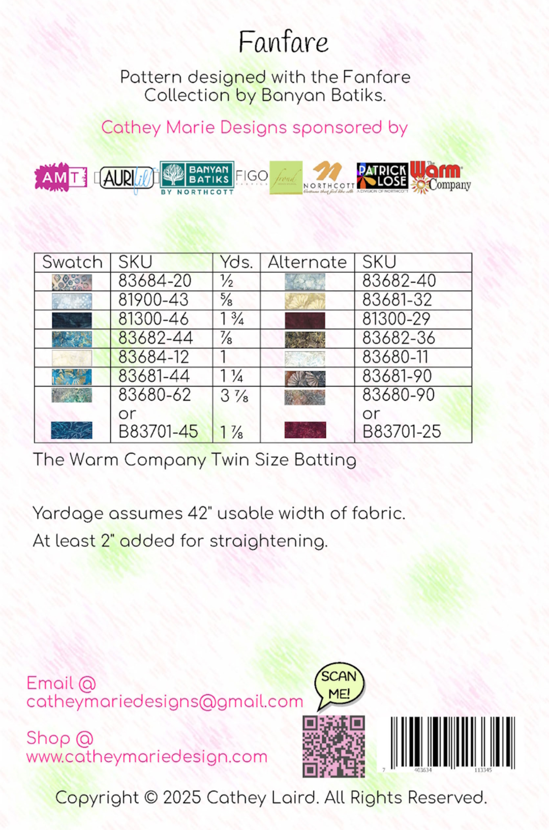 Back of the Fanfare Downloadable Pattern by Cathey Marie Designs