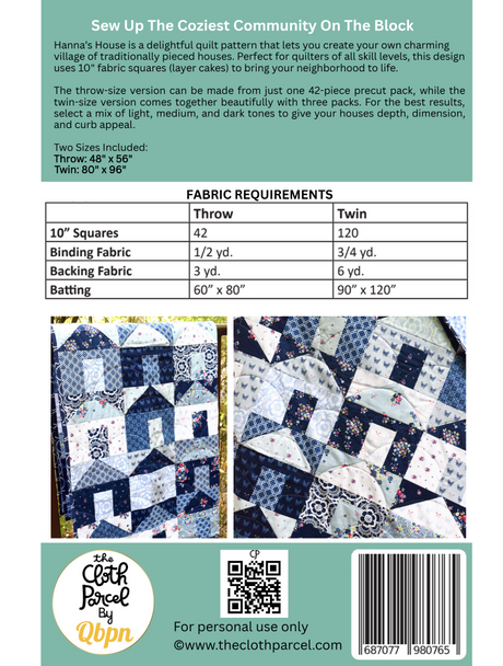 Back of the Hannas Houses Downloadable Pattern by The Cloth Parcel