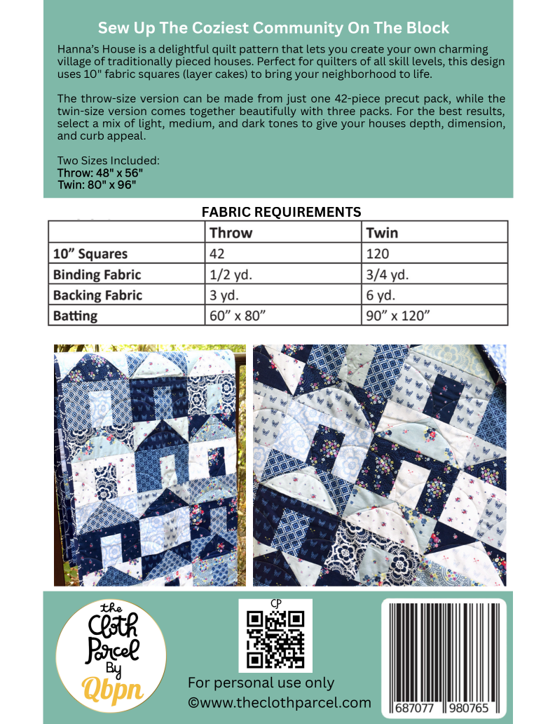 Back of the Hannas Houses Downloadable Pattern by The Cloth