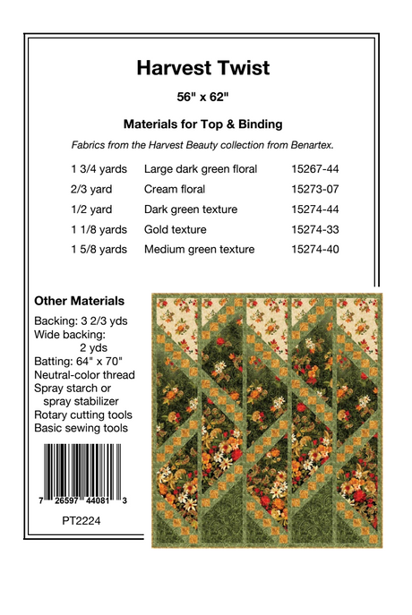 Back of the Harvest Twist Downloadable Pattern by Pine Tree Country Quilts