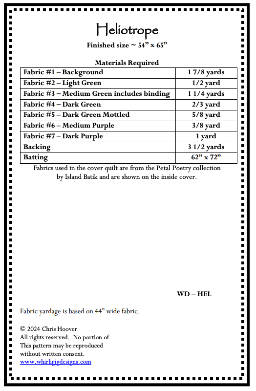 Back of the Heliotrope Downloadable Pattern by Whirligig Designs