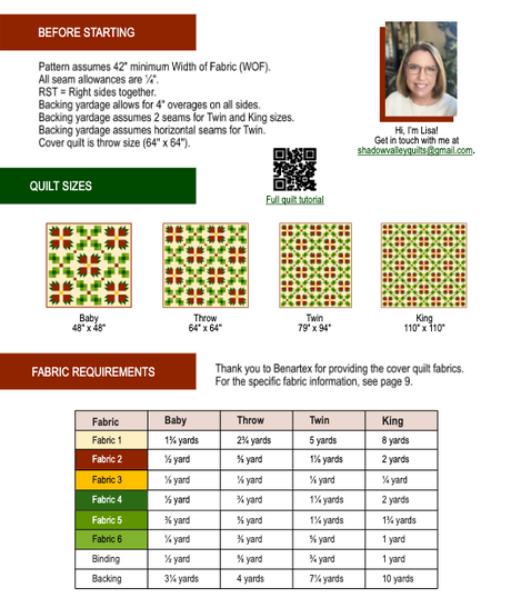 Back of the Holly Beary Downloadable Pattern by Shadow Valley Quilts