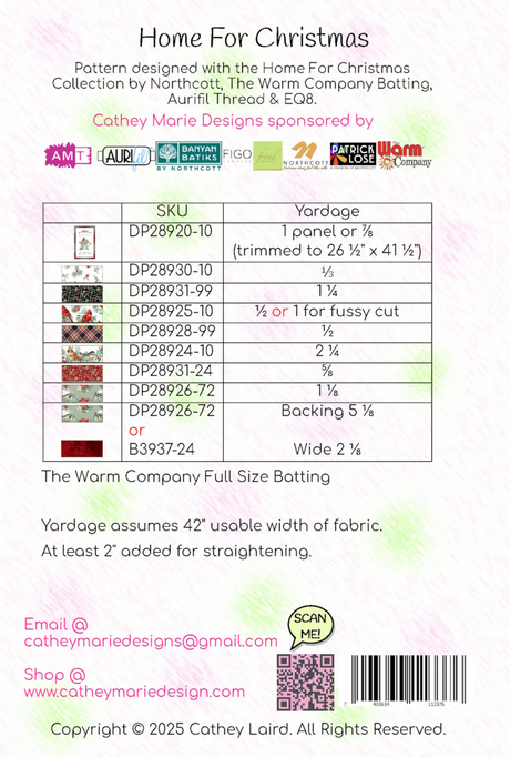 Back of the Home For Christmas Downloadable Pattern by Cathey Marie Designs