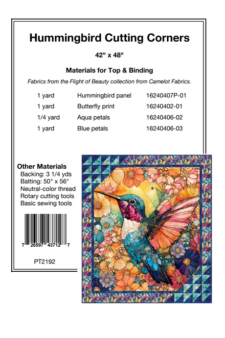 Back of the Hummingbird Cutting Corners Downloadable Pattern by Pine Tree Country Quilts