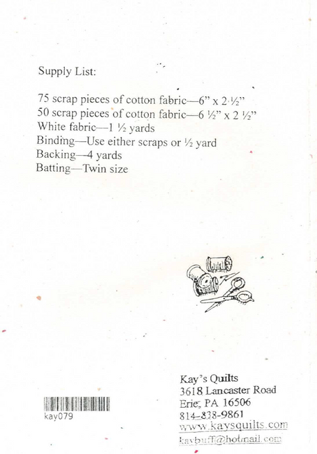 Back of the It’s All Scraps Downloadable Pattern by Kay Buffington