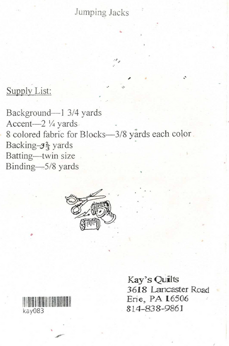 Back of the Jumping Jacks Downloadable Pattern by Kay Buffington