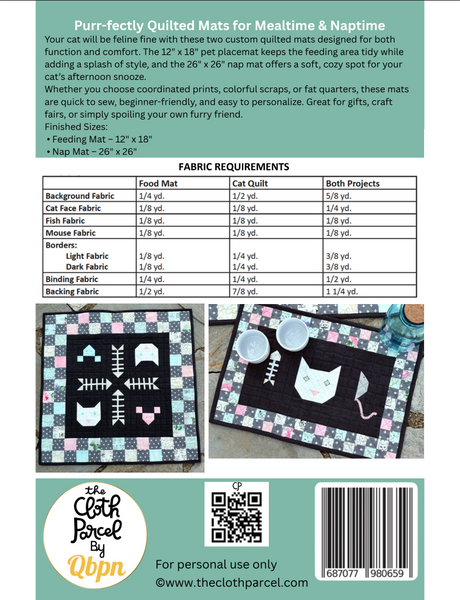 Back of the Kitty Cat Pet Mats Pattern by Cloth Parcel