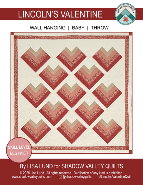 Back of the Lincoln's Valentine Downloadable Pattern by Shadow Valley Quilts 