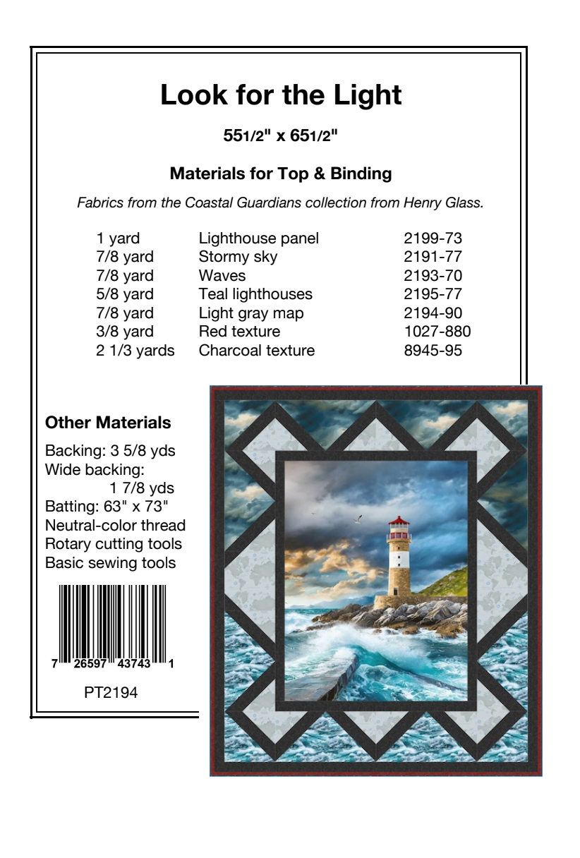 Back of the Look for the Light Downloadable Pattern by Pine Tree Country Quilts
