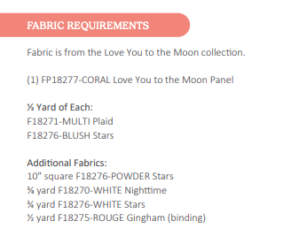 Back of the Love You to The Moon Panel Free Downloadable Pattern by Riley Blake Designs
