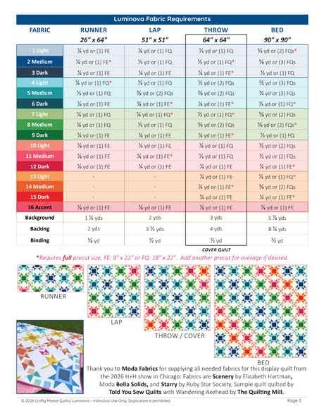 Back of the Luminova Downloadable Pattern by Crafty Moose Quilts