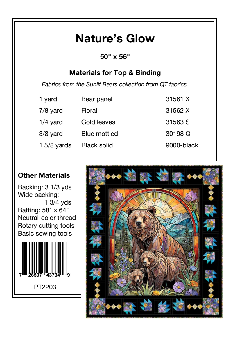 Back of the Nature’s Glow Downloadable Pattern by Pine Tree Country Quilts