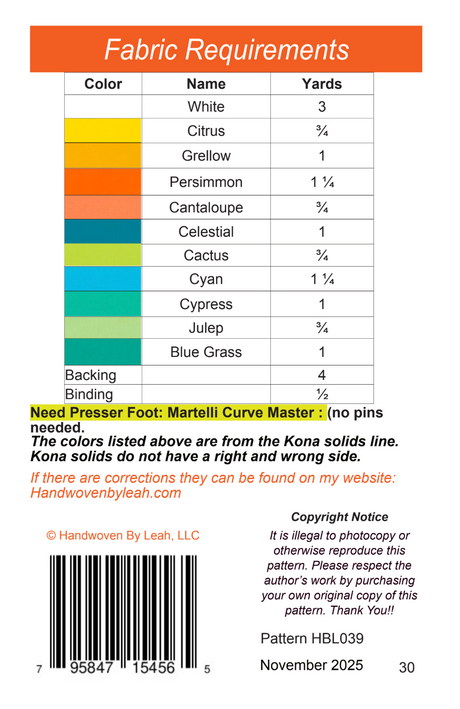 Back of the Patchwork Parade Downloadable Pattern by Handwoven By Leah
