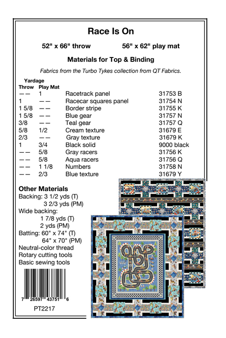 Back of the Race Is On Downloadable Pattern by Pine Tree Country Quilts
