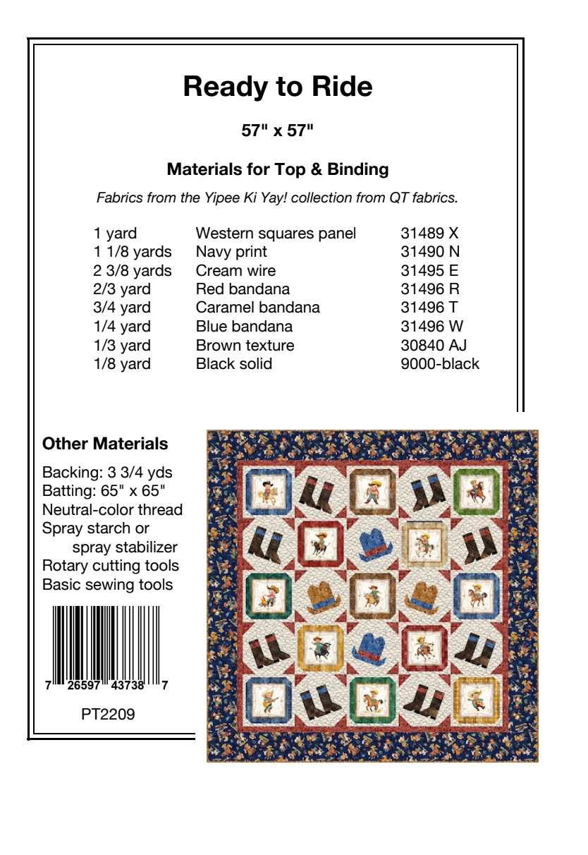 Back of the Ready to Ride Downloadable Pattern by Pine Tree Country Quilts