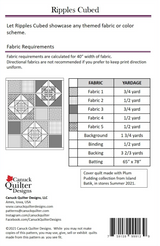 Back of the Ripples Cubed Quilt Pattern by Canuck Quilter Designs