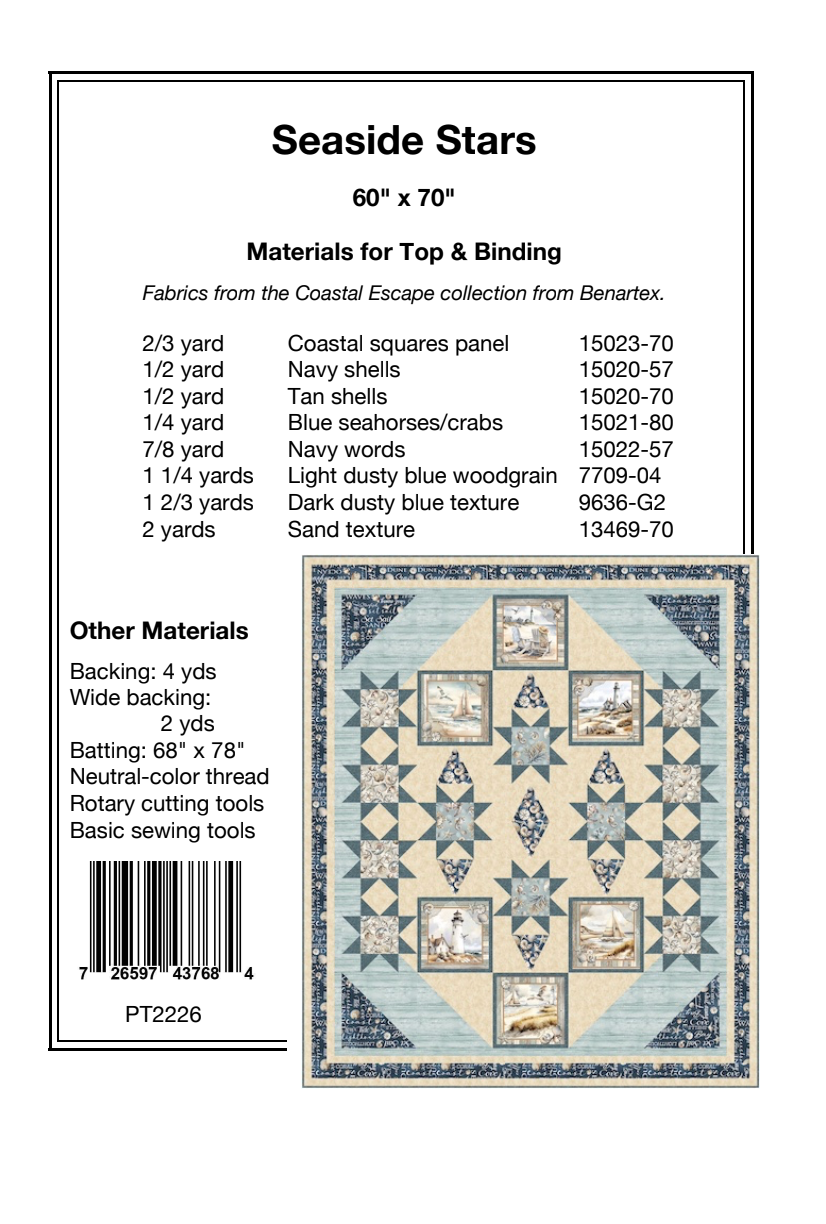 Back of the Seaside Stars Downloadable Pattern by Pine Tree Country Quilts
