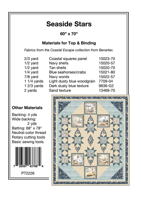 Back of the Seaside Stars Downloadable Pattern by Pine Tree Country Quilts