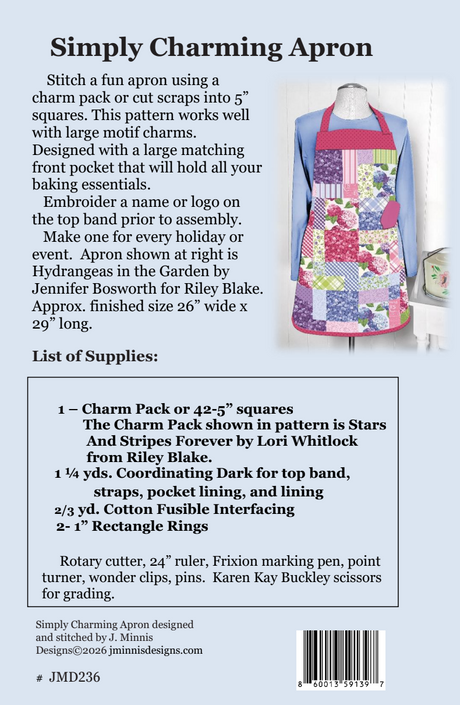 Back of the Simply Charming Apron Downloadable Pattern by J. Minnis Designs