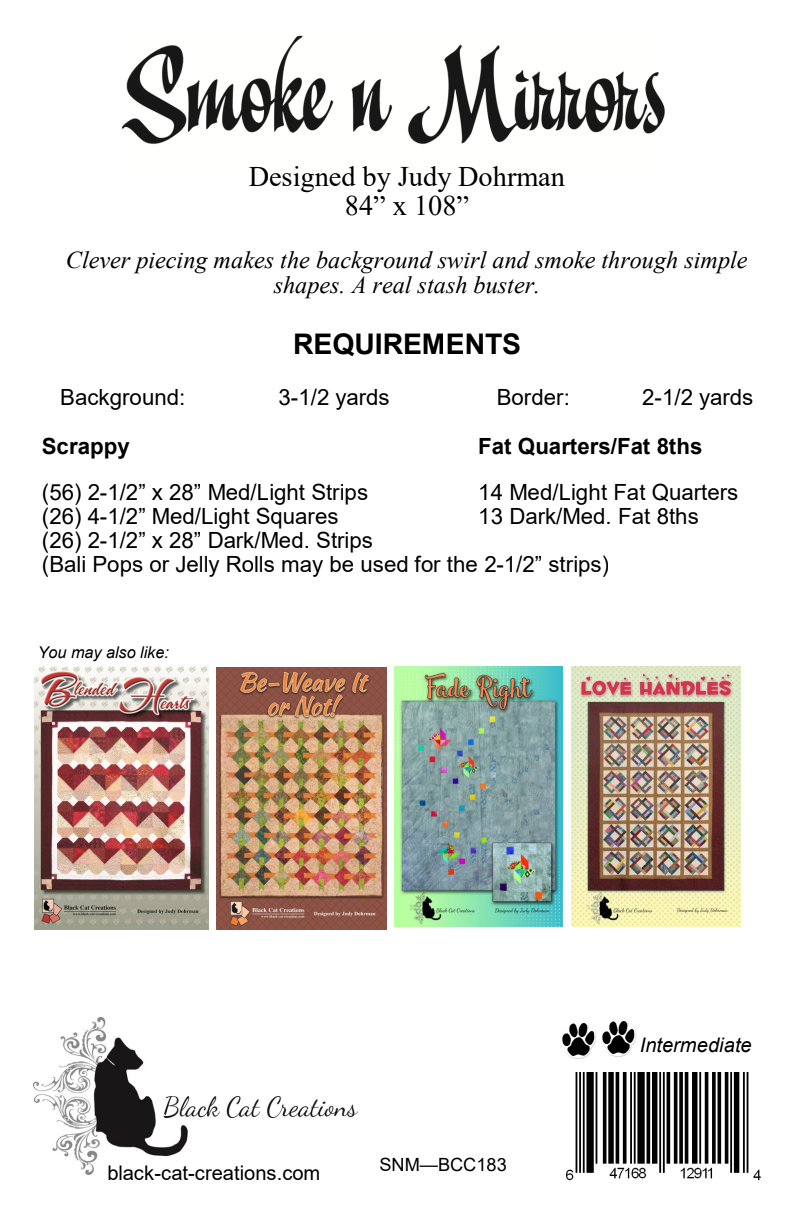 Back of the Smoke n Mirrors Quilt Pattern - Black Cat Creations - 84" x 108"