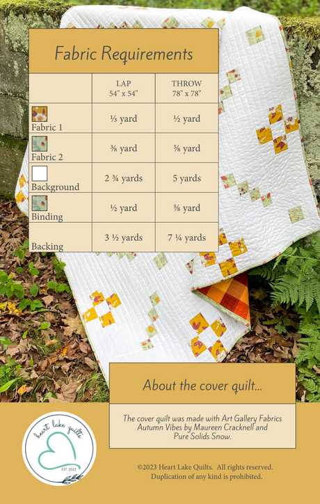 Back of the Still Connected Downloadable Pattern by Heart Lake Quilts