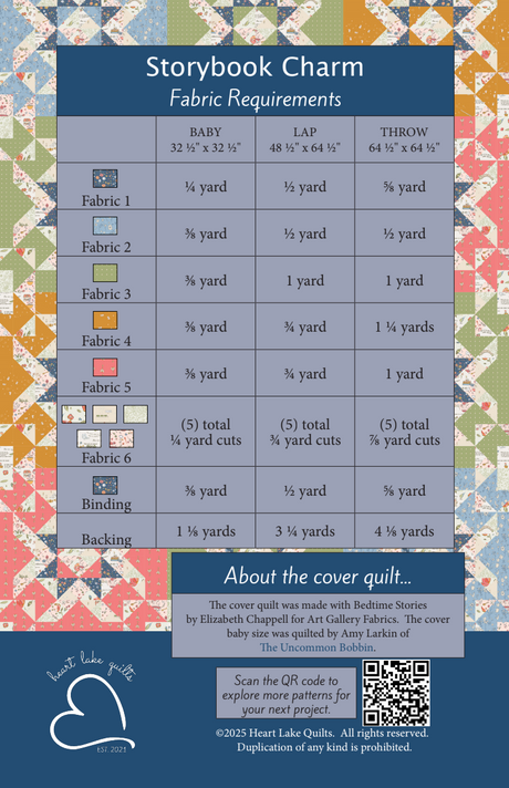 Back of the Storybook Charm Downloadable Pattern by Heart Lake Quilts...
