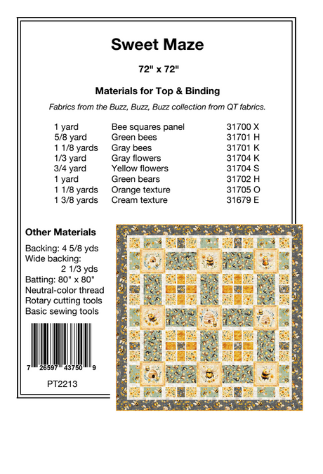 Back of the Sweet Maze Downloadable Pattern by Pine Tree Country Quilts