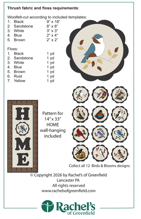 Back of Thrush Mat Downloadable Pattern - Rachels of Greenfield - 14" x 33"