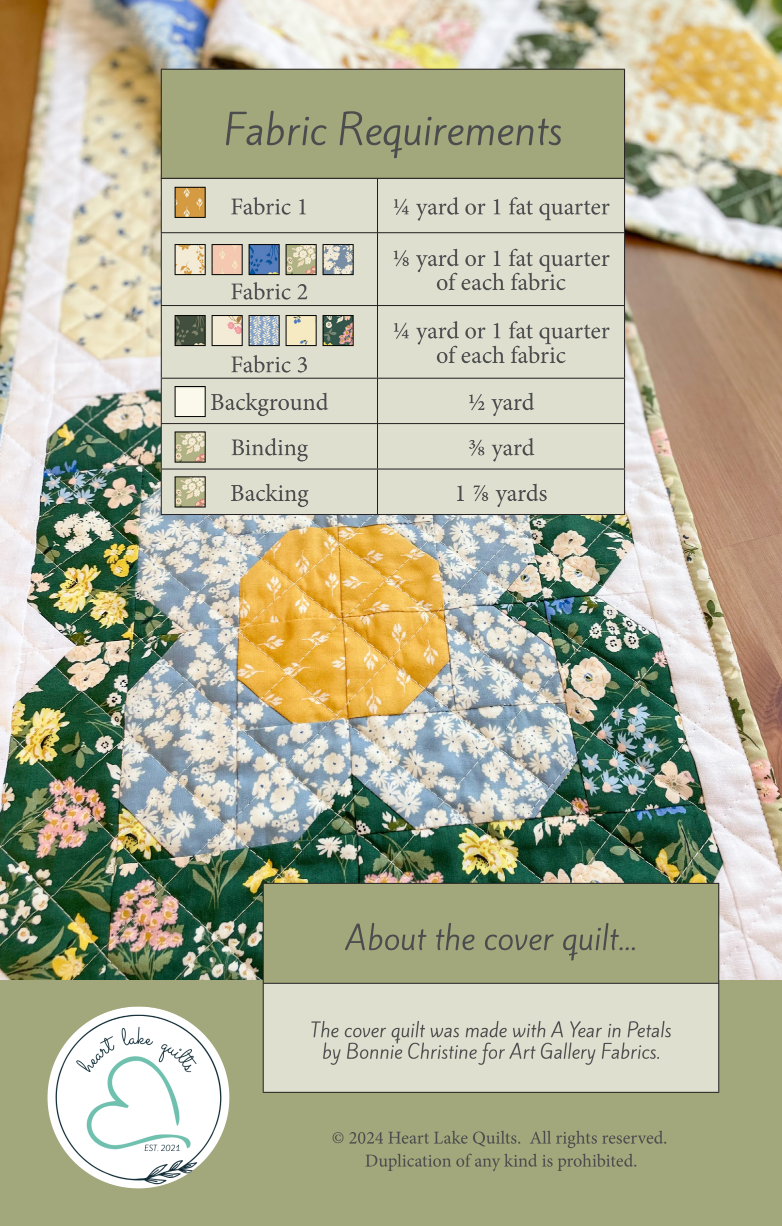Back of the Trulas Blooms Downloadable Pattern by Heart Lake Quilts