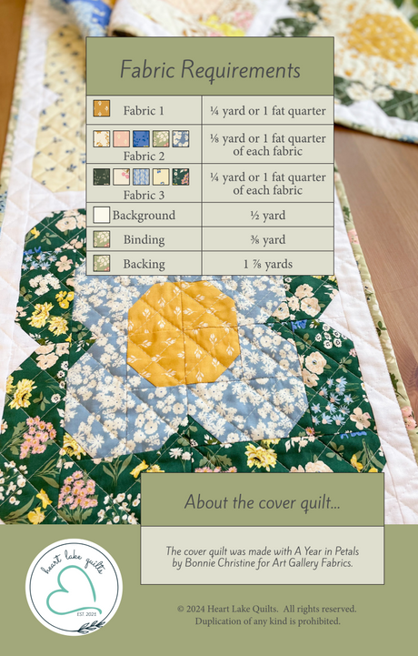 Back of the Trulas Blooms Downloadable Pattern by Heart Lake Quilts