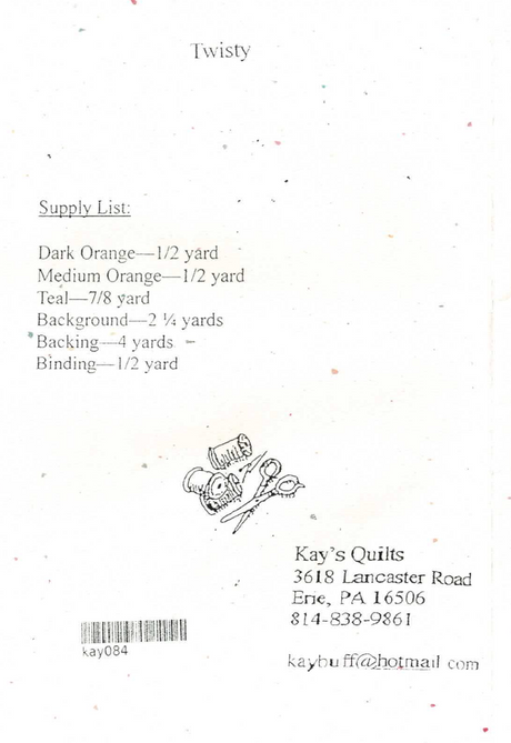 Back of the Twisty Downloadable Pattern by Kay Buffington