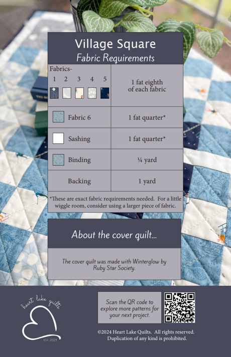 Back of the Village Square Downloadable Pattern by Heart Lake Quilts