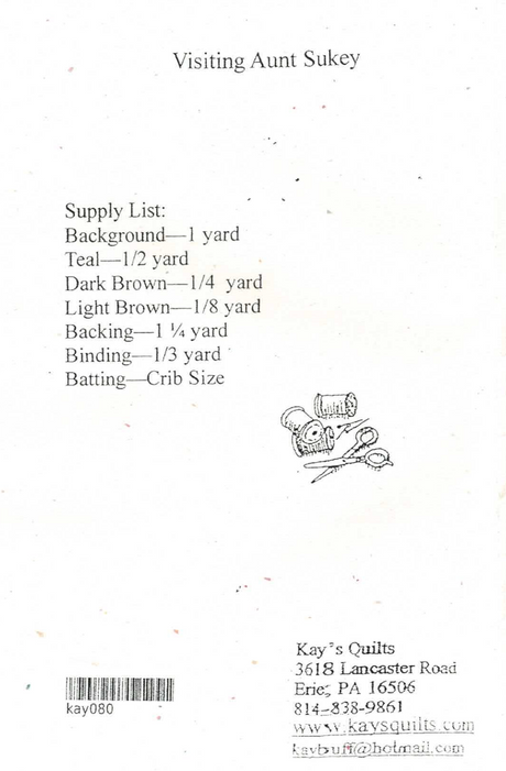 Back of the Visiting Aunt Sukey Downloadable Pattern by Kay Buffington