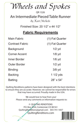 Back of the Wheels and Spokes Downloadable Pattern by Quilting Renditions