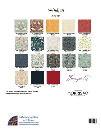 Back of the Windrose Downloadable Pattern by Lakeview Quilting