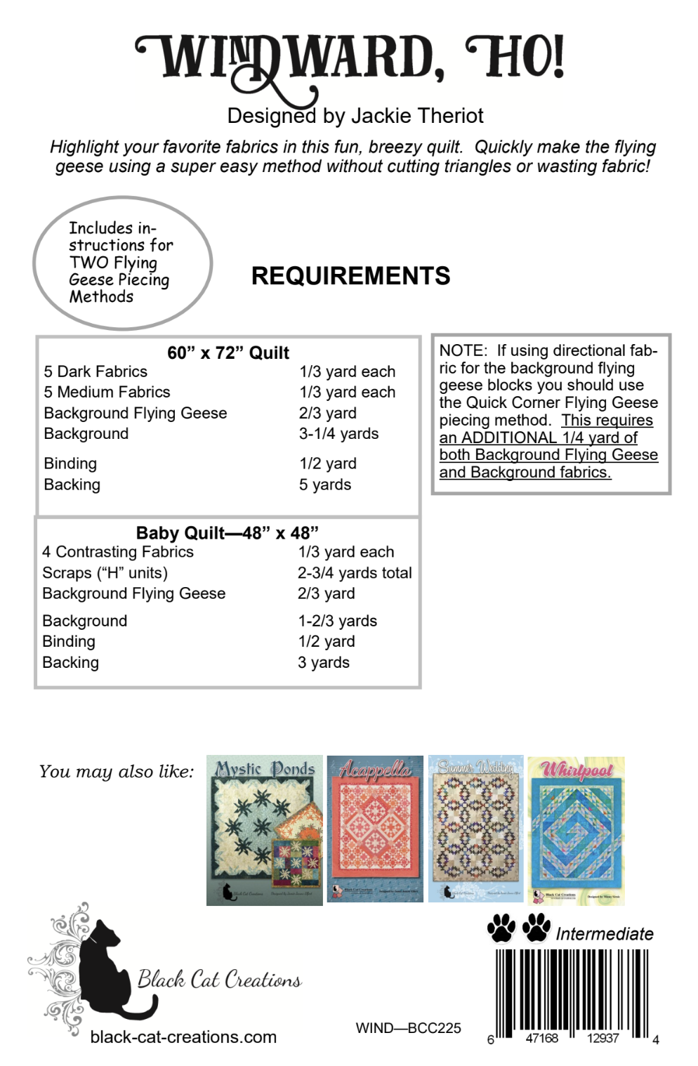 Back of the Windward, Ho! Downloadable Pattern by Black Cat Creations