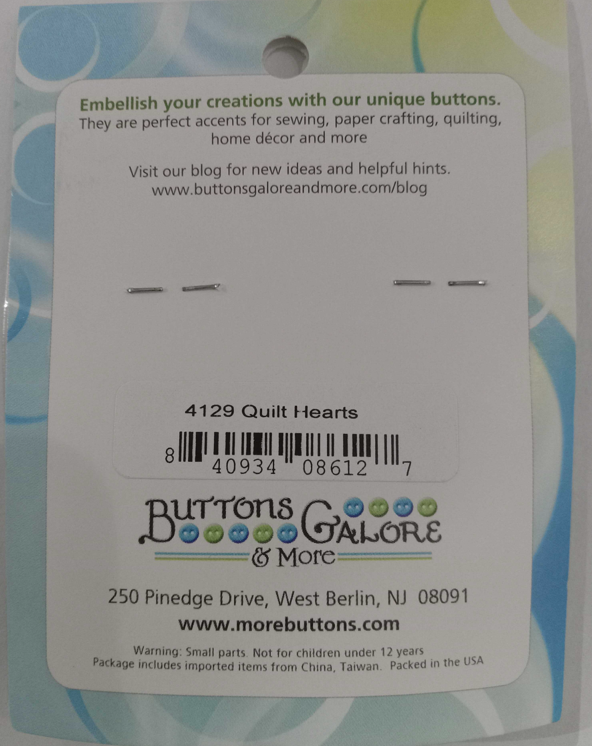 Back ofthe Hearts Assorted by Buttons Galore