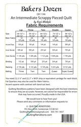 Back of the Bakers Dozen Quilt Pattern by Quilting Renditions
