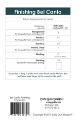Back of the Finishing Bel Canto Downloadable Pattern by Cozy Quilt Designs