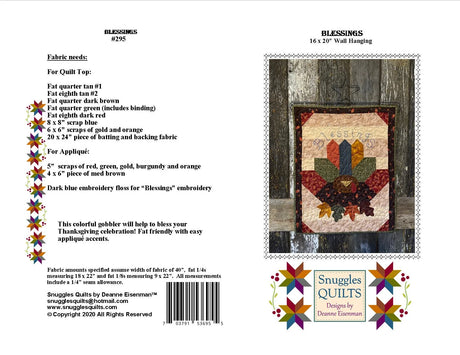 Back of the Blessings Applique Quilt Pattern by Snuggles Quilts