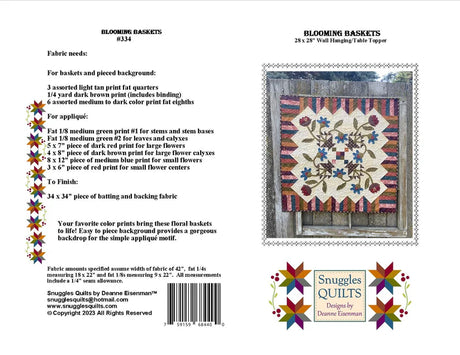 Back of the Blooming Baskets Downloadable Pattern by Snuggles Quilts