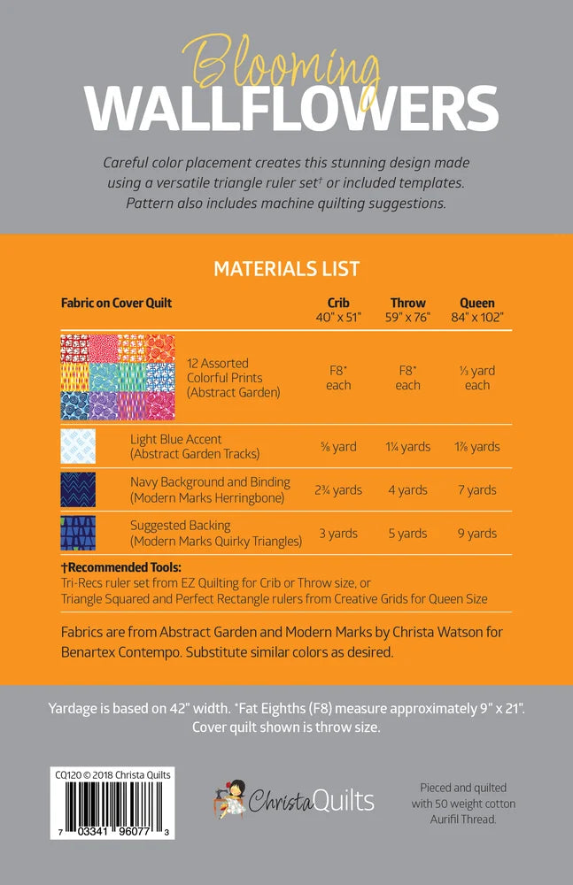 Back of the Blooming Wallflowers Downloadable Pattern by Christa Quilts